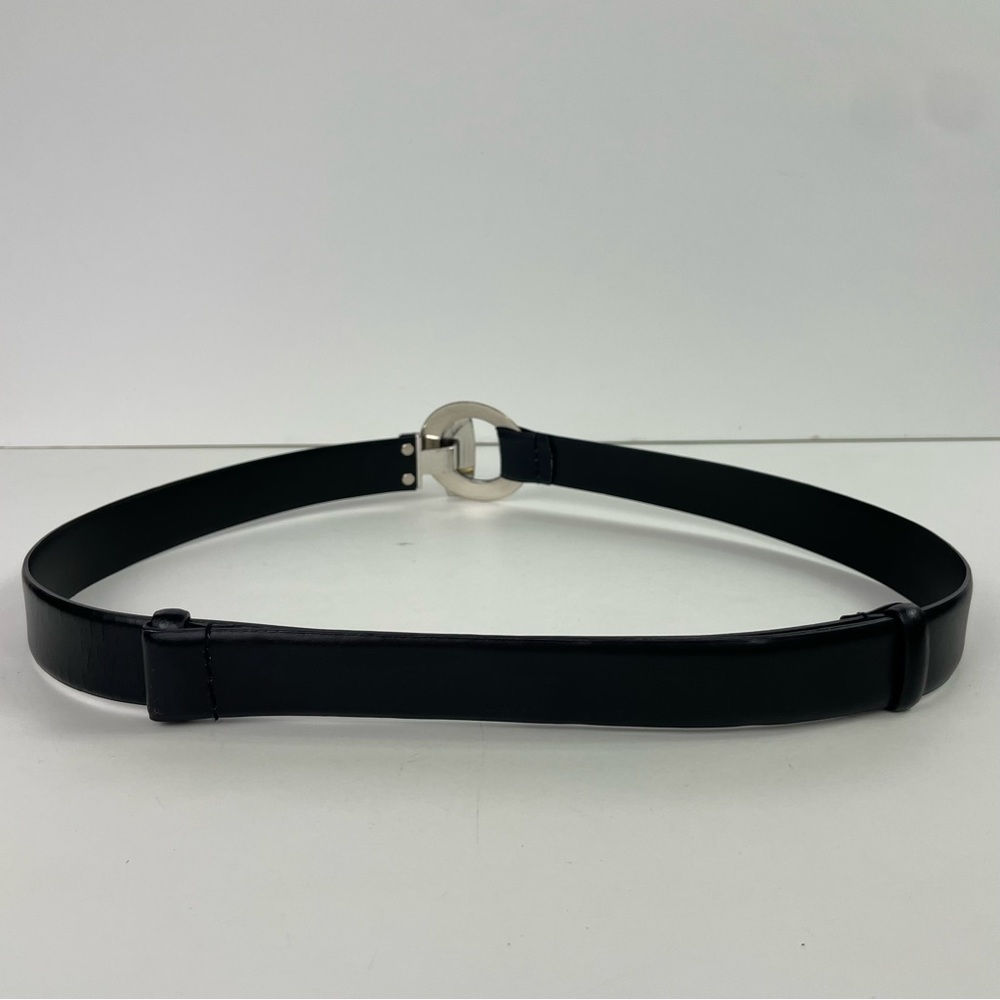 Chico’s Black Leather Two-Tone Decorative Buckle‎ Belt - Picture 4 of 12